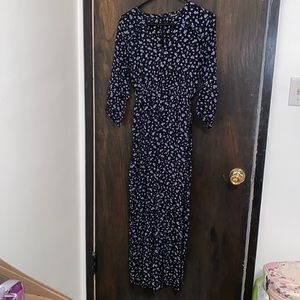 Madewell blue floral jumpsuit